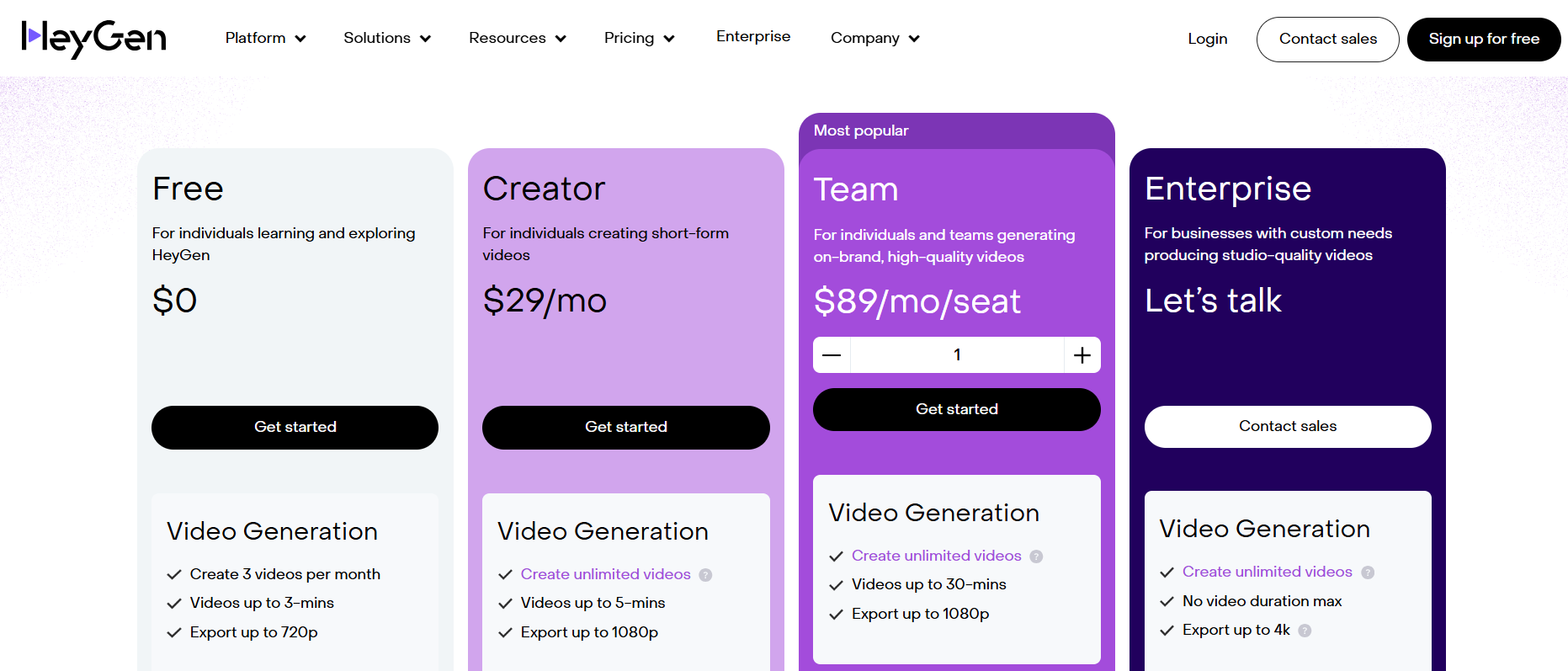 HeyGen pricing